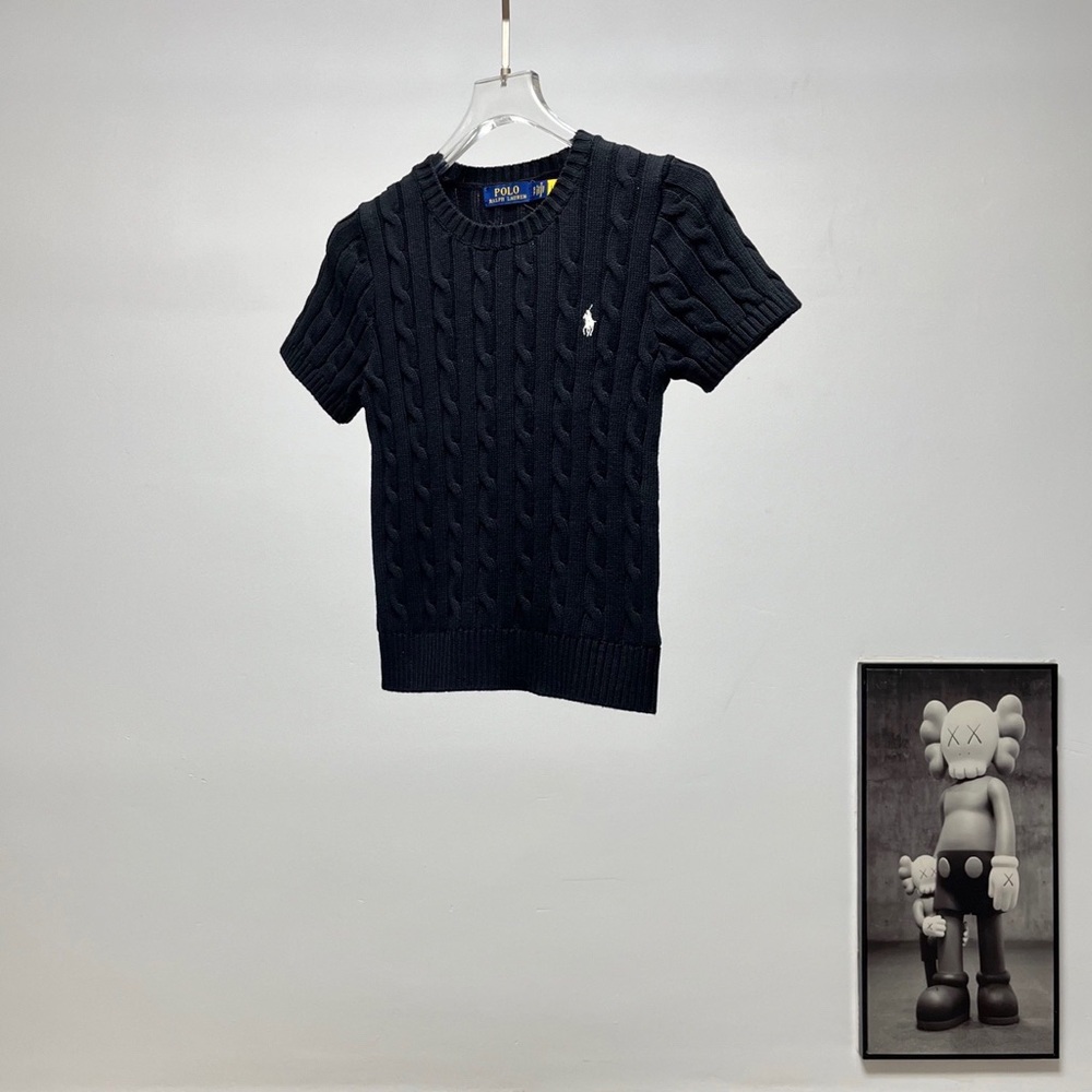 Polo by Ralph Lauren Navy Short-Sleeve Cable Knit Sweater
